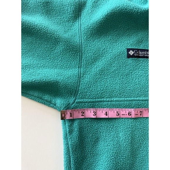Vintage Columbia Fleece Pullover Snap Sweatshirt USA Turquoise Navy Women Medium - Picture 11 of 16